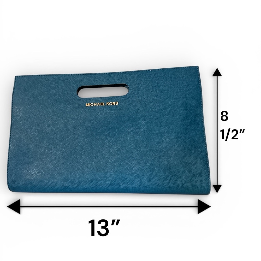 Michael Kors Tilda XL Teal Clutch - Picture 1 of 17